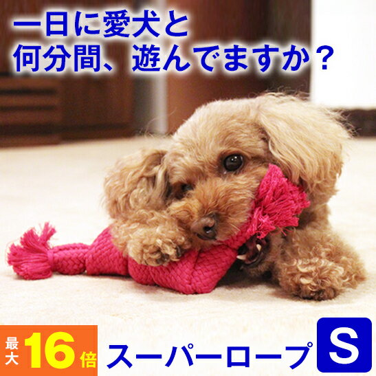 ★愛犬の喜ぶ顔が見たいなら♪ スーパーロープ Sサイズ ( 犬 おもちゃ オモチャ 玩具 ロープ 紐 スクィーカー 鳴り笛 小型犬 中型犬 歯磨き ハミガキ はみがき デンタルケア 口臭 対策 歯垢 歯石 噛む トイプードル ダックス チワワ）