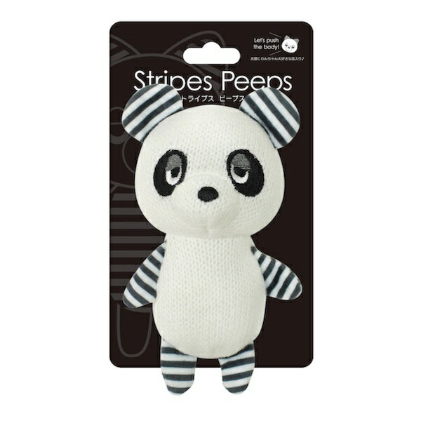 SUPERCAT STRIPEPEEPS S Panda モノトーンカラーがオシャレでかわいい、ミニサイズのぬいぐるみトーイ。 優しい噛み心地でお腹にはスクィーカー入。 杢カラーで優しい雰囲気のソフトトーイです。 ユニークな表情がとってもキュート。 お腹にはワンちゃんが大好きな鳴り笛入り。 可愛くキュキュッと鳴ります。 ペットの運動不足や、ストレス解消にオススメ。 大きめなので小型犬の枕やアゴ乗せ、中、大型犬のおもちゃにぴったりサイズ。 Sサイズはサル・パンダ・カンガルー・コアラの全4種類。 M・Lサイズも有ります。 ◇ サイズ　約100mm × 約65mm × 約170mm ◇ 重さ　約30g ◇ 製品素材　ポリエステル・EVA 注意事項 ペット用以外に使用しないでください。 原料の特性上、直射日光や経年によって変色・劣化することがございます。 本品の傷みが目立ちはじめたら交換してください。 人が留守中にペットに与えないでください。本品をご使用の際は、必ず監視して飼い主の責任においてご使用ください。 万一、ワンちゃんが飲み込んだ時はすぐに獣医師にご相談ください 使用しない時は、ワンちゃんやお子さまの手の届く場所に放置しないでください 本品を使用した事による不慮の事故の責任に対して、当社は一切その責任を負いません。 障害物や火気の近くで使用せず、周囲に危険が無いことをご確認ください 遊び方によっては短時間で壊れてしまう場合もあります。 ※商品の色はパソコンの環境の違いで実物と多少違う場合があります。