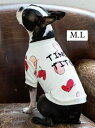 【SALE】TINOTITO　ハート柄プリントトレーナー　M/Lサイズ　ティノティート　袖あり　犬服　犬の服　ドッグウェア　ドッグファッション　かわいい　おしゃれ　秋冬　2021新作　お出かけ　POP　おそろい　ハート　トレーナー