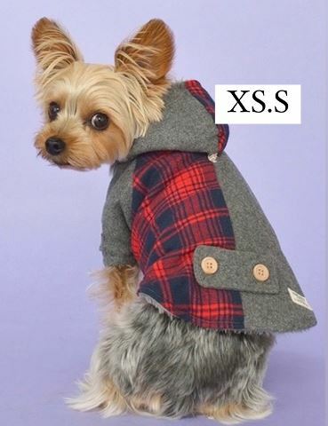 【SALE】TINOTITO　チェック柄コート　XS・Sサイズ　ティノティート　袖あり　犬服　犬の服　ドッグウェア　ドッグファッション　かわいい　おしゃれ　秋冬　お出かけ　POP　おそろい