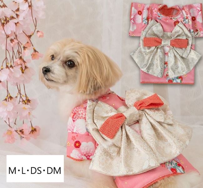 桜柄着物　【M/L/DS/DM】　crazyboo　着物　クレイジーブー　正月　桜　きもの　犬用　犬服　犬用品　CRAZYBOO