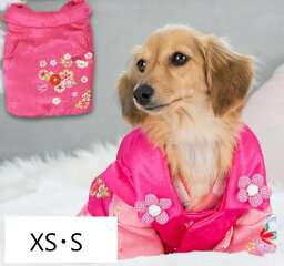 和花柄被布コート　【XS/S】　crazyboo　着物　クレイジーブー　正月　桜　きもの　犬用　犬服　犬用品　CRAZYBOO