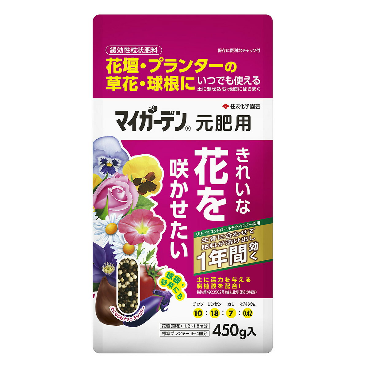 住友化学園芸 マイガーデン 元肥用 450g 肥料 育成に合わせて肥料が溶け出し約1年間効く