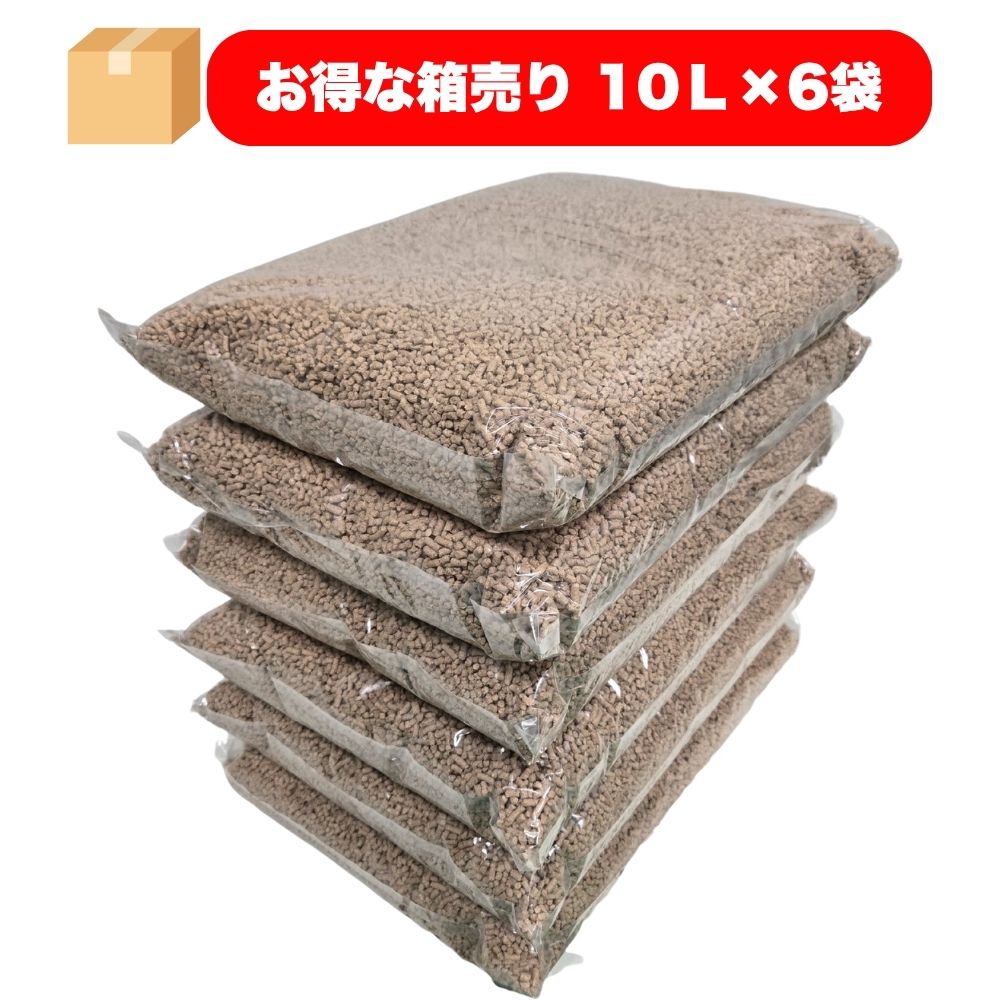 猫砂 木製 トイレに流せる ねこ砂 国産 木の抗菌プラス猫砂 60L (10L×6袋) ペットアイ 木の猫砂 燃やせる 流せる しっかり固まる 猫砂 木 固まる 箱、パッケージを無地にし価格を抑えて販売 原材料 木粉、おから、コーンスターチ