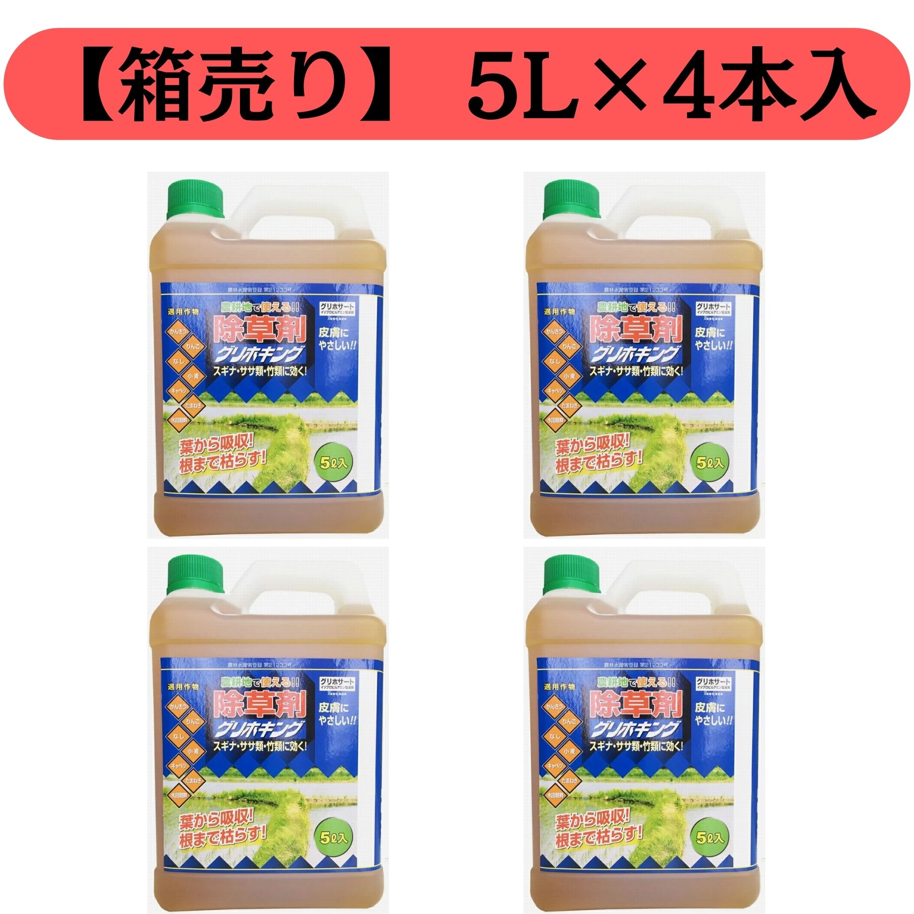 根まで枯らす除草剤 除草剤 グリホキング 5L ✕ 4本入 希釈タイプ グリホ 除草剤 グリホサート 41% 農林..