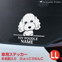 車用 犬 カッティングステッカー 【ひょっこり】 お名前入り 【LLサイズ （22×22cm）】 車 屋外対応 耐水 防水 耐候 デザインステッカー トイプードル 柴犬 ダックスフンド チワワ ポメラニアン