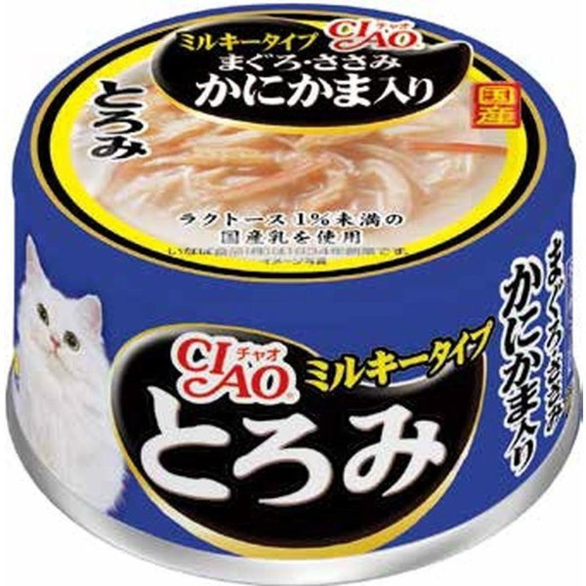 いなば CIAO チャオ とろみ ミルキータイプ まぐろ・ささみ・かにかま入り 80g　缶 缶詰 ウェットフード キャットフード 国産 スープ