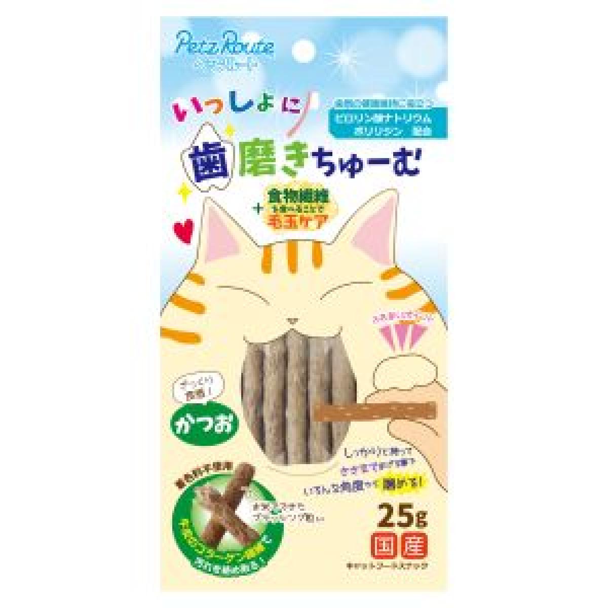 ペッツルート (Petz Route) いっしょに歯磨きちゅーむ かつお 25g 国産 デンタルガム おやつ 猫用品 ペ..