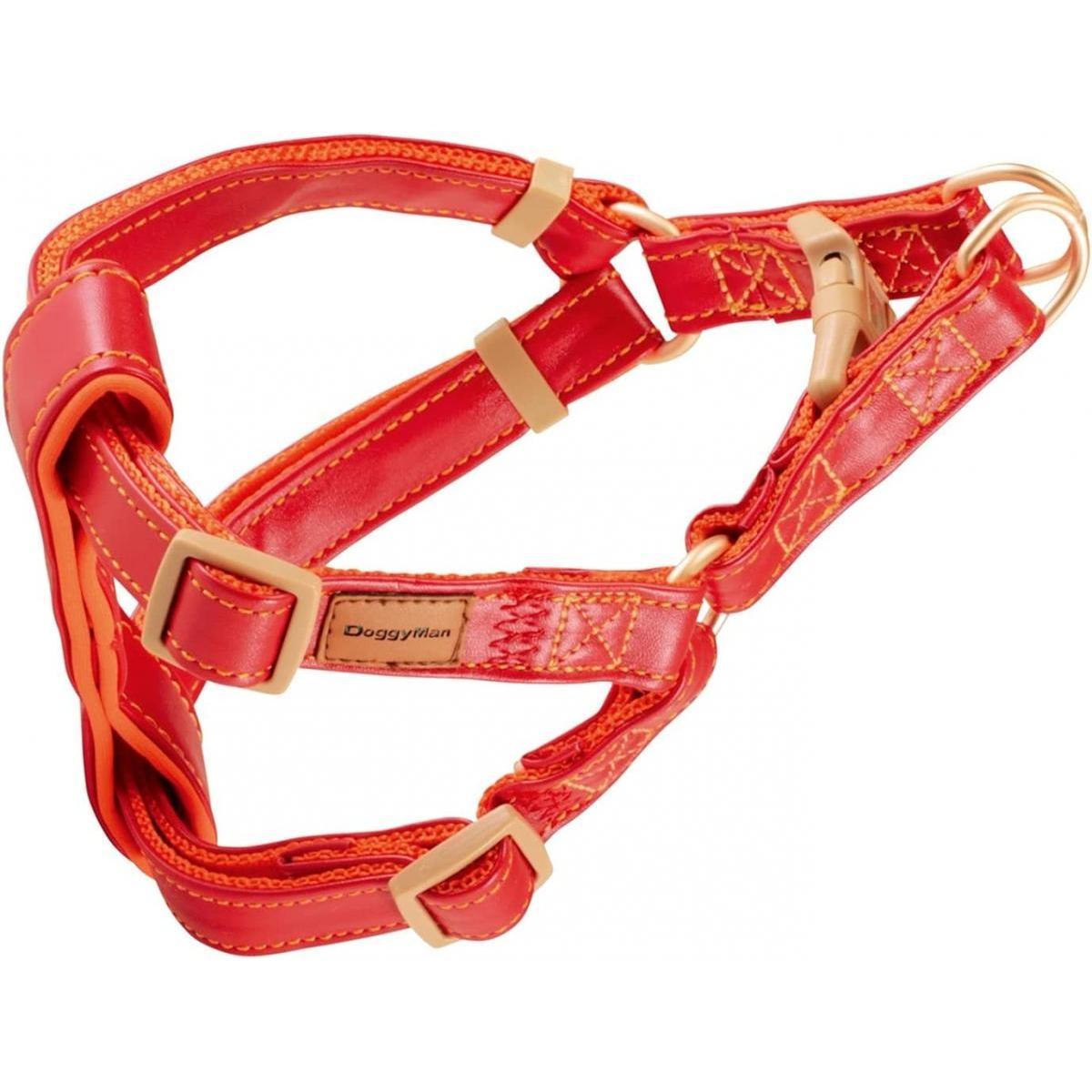 ドギーマン DoggyS Tailor ドッグハーネス M レザースタイル レッド 中型犬用 胴輪 どうわ やわらかパッド付