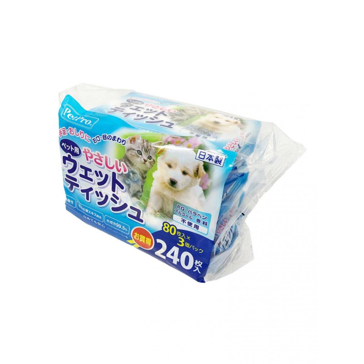 PetPro(ペットプロ) やさしいウェットテイッシュ80枚×3P ペット用 足ふき おしりふ...