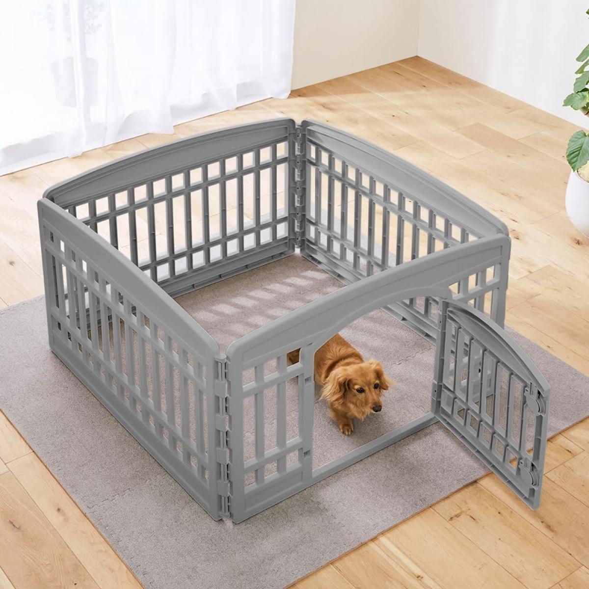 アイリスオーヤマ ペットサークル CI-604 グレー Mサイズ 犬小屋 ケージ サークル 折りたたみサークル ..