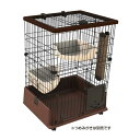 ペティオ (Petio) necoco 仔猫からのしつけにもぴったりな キャットルームサークル 2段タイプ ブラウン 猫用
