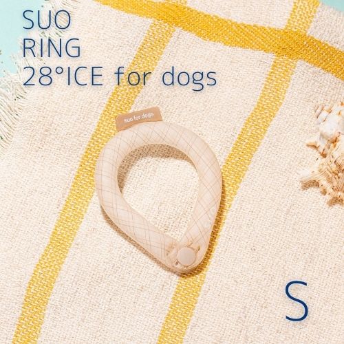 【2024年春夏】SUO RING 28°ICE for dogs グラデチェック ボタン付 S 全6色 【SUO】 スオ クールリング 夏 暑さ対策 熱中症対策 ひんやり ［K］