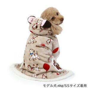 【最大1000円OFFクーポン】犬 服 冬 ディズニー 101匹わんちゃん 着る毛布 【小型犬】 【中型犬】 風船柄 | フード付き 耳付き 冬服　秋冬 毛布 ポンチョ 暖かい あったか ボア スリーパー ペット おしゃれ かわいい 保温 防寒