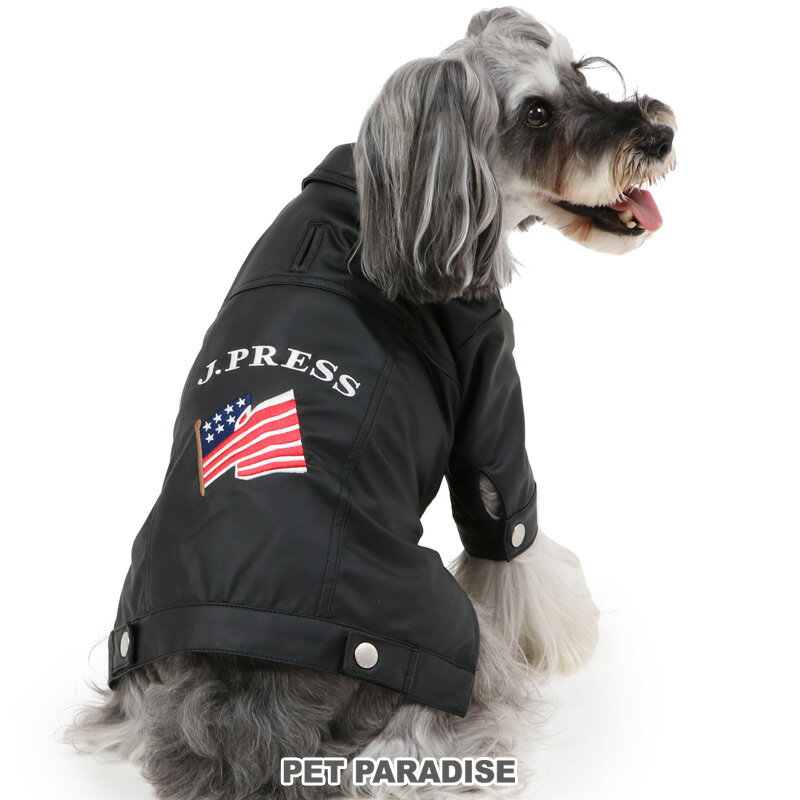 【500円OFFクーポン】J.PRESS 犬 服 冬 ジャケット 合成皮革 ブラック 小型犬 | 秋