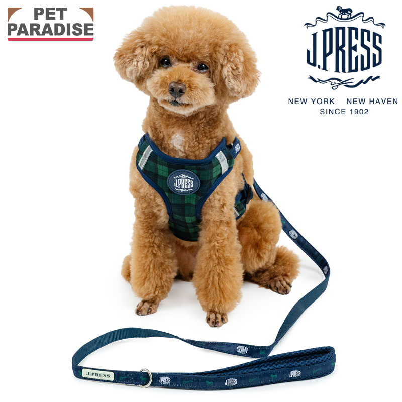 【最大2000円OFFクーポン】J.PRESS 犬 ハーネス リード 小型犬 ブラック チェック ...