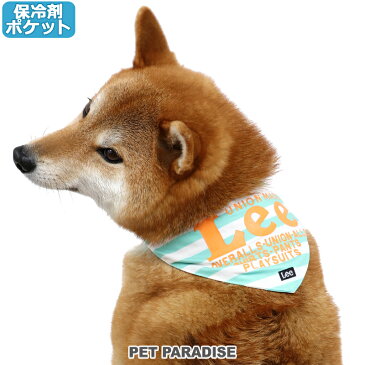 【ポイント10倍】ひんやり バンダナ Lee 保冷剤付き ロゴ縞 クール バンダナ【中・大型犬】 | 夏 ひんやり バンダナ 犬 服 ペットウエア ドッグウェア ひんやり 涼感 冷却 吸水速乾 メール便可