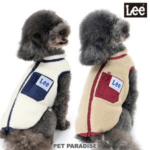 犬の服 犬 秋冬 Lee 背中開き ベスト 【小型犬】 シープボア ホワイト ブラウン | 冬服 白 茶 ジップ 背中開き ドッグウエア ドッグウエア いぬ イヌ おしゃれ かわいい かっこいい あたたかい 暖かい