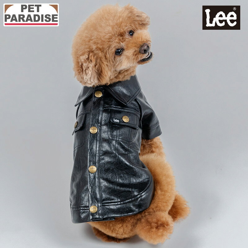 【500円OFFクーポン】ペットパラダイス公式 犬服 冬 Lee ジャンパー 小型犬 背中開き ブラック | 犬の服 ドッグウェア ブランド カジュアル おしゃれ かっこいい 合皮 ライダース ジャケット