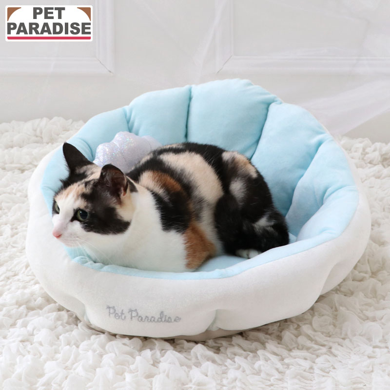 樂天商城 - 【最大2000円OFFクーポン】【ペットパラダイス公式】 猫 ベッド シェルカドラー （45×45cm） | ホワイト マリン 洗える ふわふわ おしゃれ かわいい 犬 ペットベッド もこもこ 介護 洗える おしゃれ あごのせ 顎のせ