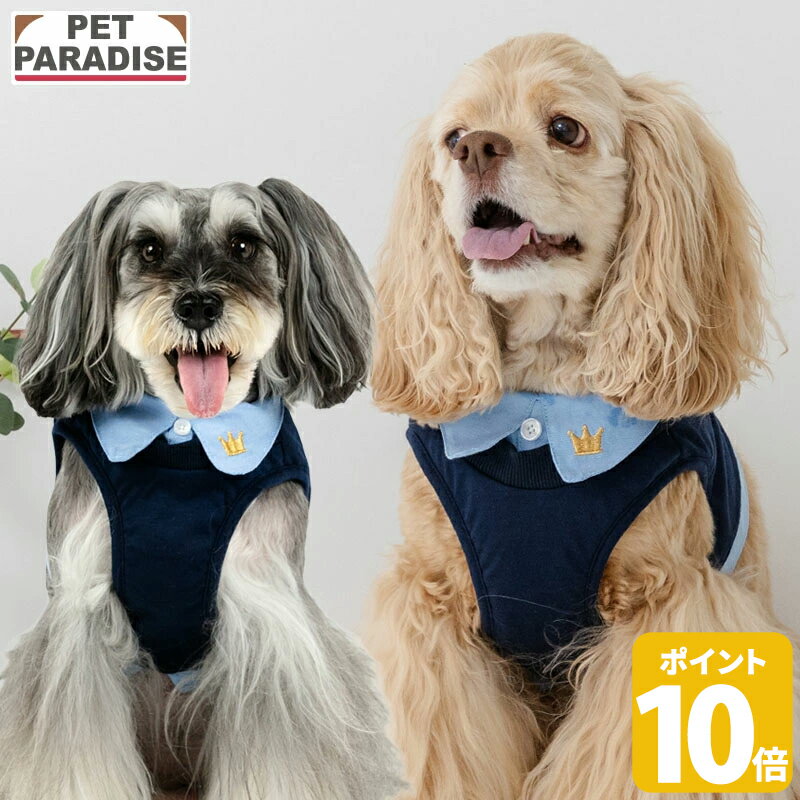 【ポイント10倍】【880円OFF】【ペットパラダイス公式】犬 ハーネス かわいい 襟付き ベストハーネス 小型犬 中型犬 | おでかけ お出かけ お散歩 おさんぽ おしゃれ ネイビー 犬服
