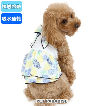 犬 セール 犬 服 クール 接触冷感 ワンピース 【小型犬】 パイン柄 | アウトレット sale 【返品交換不可】 女の子 ソロナ ペットウエア ドッグウエア ドッグウェア イヌ おしゃれ かわいい ひんやり 夏 涼感 冷却 吸水速乾 タッチワンクール メール便可