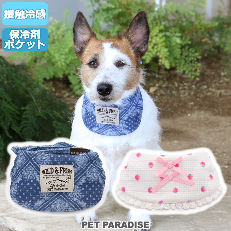 犬 クールネック クール バンダナ ひんやり 夏 保冷剤付き ペイズリー柄 イチゴ柄 ネッククーラー 【小型犬】 | 首元 ひんやり バンダナ ひんやり 涼感 冷却 吸水速乾 キャラクター メール便可