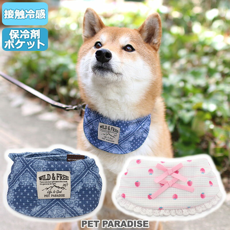 【300円OFFクーポン対象】犬 クールネック クール バンダナ ひんやり 夏 保冷剤付き ペイズリー柄 イチゴ柄 ネッククーラー 【中型犬】 【大型犬】 | 首元 ひんやり バンダナ ひんやり 涼感 冷却 吸水速乾 キャラクター メール便可