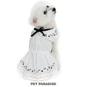 犬 夏服 犬 服 エンブロイダリー ワンピース 小型犬 | 花 刺繍 リボン 襟 フリル 袖 おしゃれ かわいい 可愛い 夏