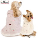 【880円OFF】犬 服 冬 チェリー柄 ポンチョ 小型犬 中型犬 大型犬 | あたたかい 防寒 ブランド カジュアル おしゃれ かわいい ボア ホワイト ピンク