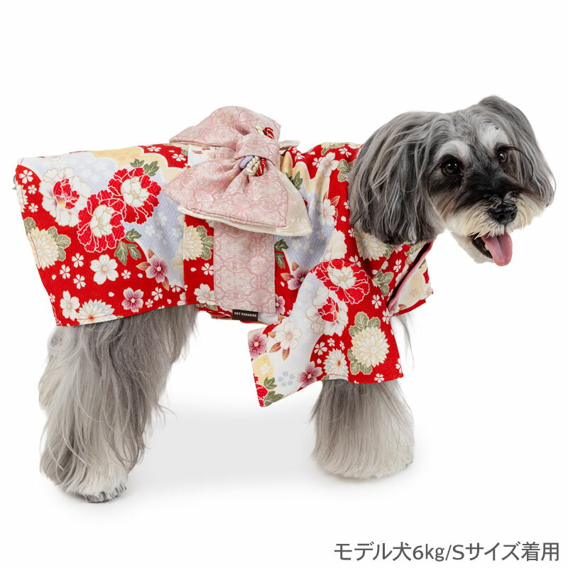 【880円OFF】【ペットパラダイス公式】 犬 服 冬 菊 牡丹 柄 着物 小型犬 中型犬 大型犬 | ランキング1位入賞 女の子 晴れ着 冬 秋冬 赤 年賀状 撮影 イベント コスチューム お祝い 和装 2026年 新年 初詣 かっこいい かわいい コスプレ インスタ映え 変身 SNS レッド 3