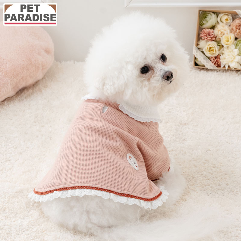 【最大2000円OFFクーポン】【ポイント10倍】【ペットパラダイス公式】 犬 服 春 花苺柄 お手軽 ポンチョ 小型犬 | ピンク はじめて パピー 袖なし ...