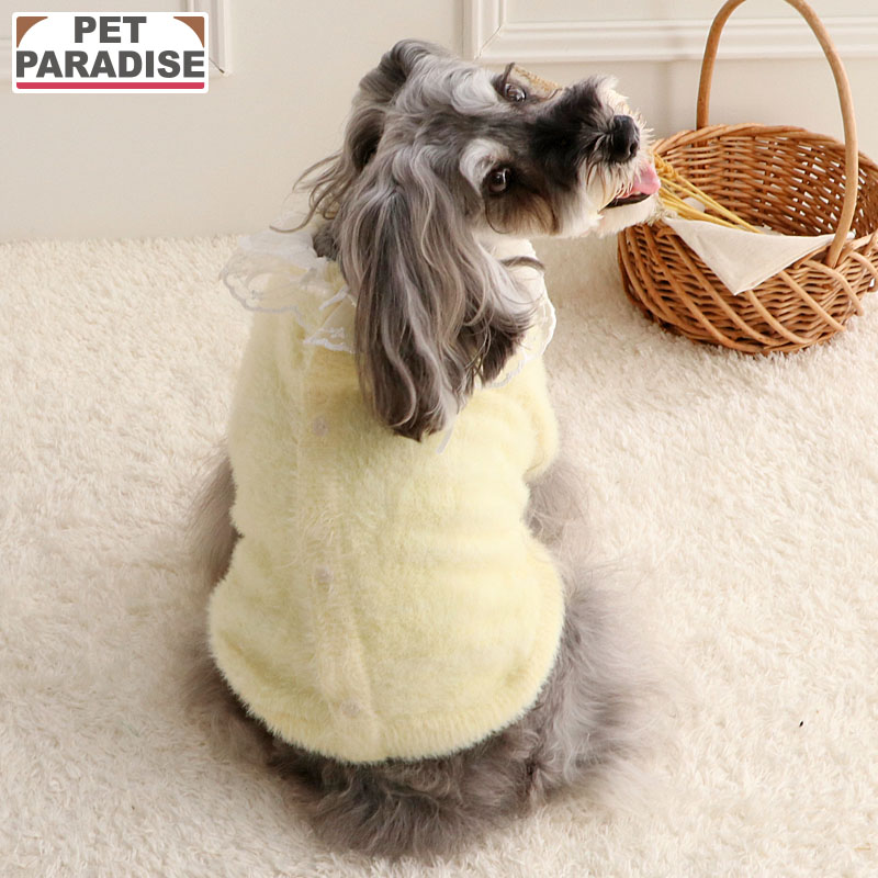 【500円OFFクーポン】【P10倍】ペットパラダイス公式 犬服 冬 ニット セーター 小型犬 イエロー | 犬の服 ドッグウェア ブランド カジュアル おしゃれ かわいい 襟つき ふわふわ シャギーニット