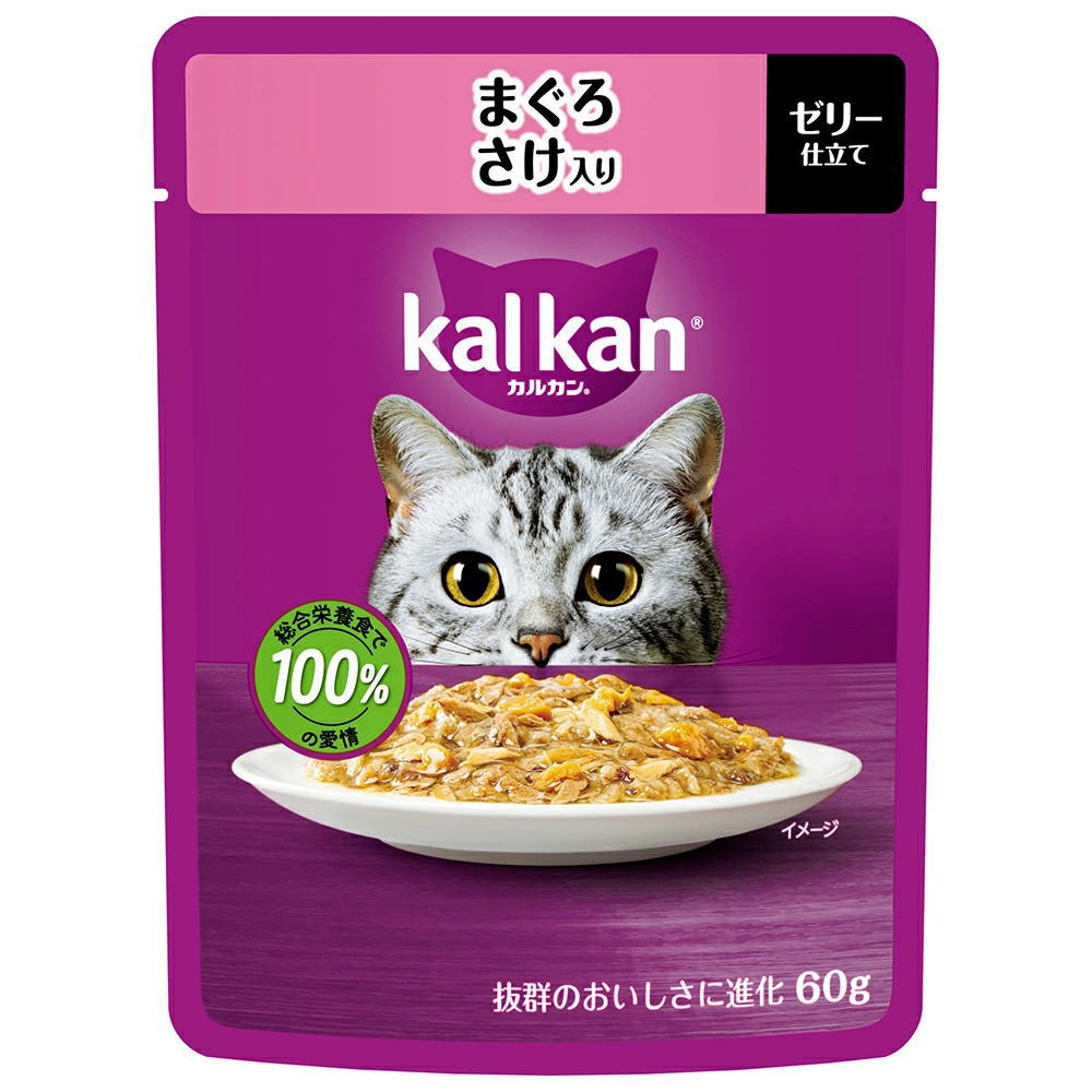 マース カルカンパウチ ゼリー仕立て まぐろ さけ入り 60g（キャットフード 総合栄養食）