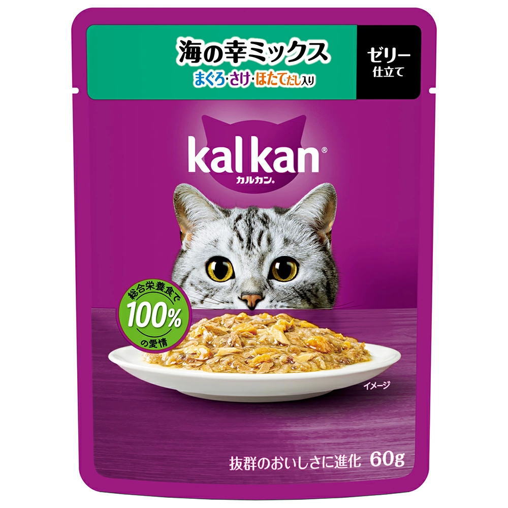 Rakuten - マース カルカンパウチ ゼリー仕立て 海の幸ミックス まぐろ・さけ・ほたてだし入り 60g（キャットフード 総合栄養食）