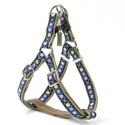 アドメイト アーガイルハーネス Mサイズ ブルー(中型犬用 胴輪 迷子札付き お散歩)