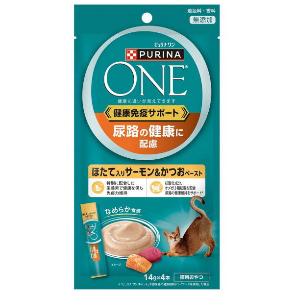 Rakuten - ネスレ ピュリナワンキャット おやつ 健康免疫サポート 尿路の健康に配慮 ほたて入りサーモン＆かつおペースト 56g