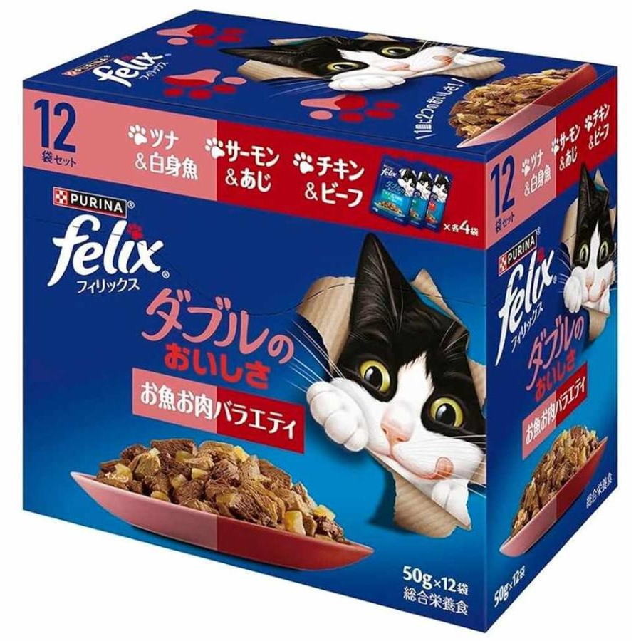 Rakuten - 【お買得】ネスレ フィリックスパウチ ダブルのおいしさ お魚お肉バラエティ(50g×12袋)