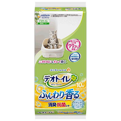 デオトイレ ふんわり香る消臭・抗菌シート ナチュラルソープの香り 10枚入（猫用システムトイレ用）