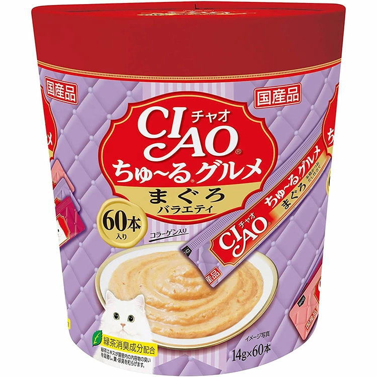 Rakuten - いなばペット CIAO チャオ ちゅ〜るグルメ まぐろバラエティ 14g×60本入（キャットフード ちゅーる）