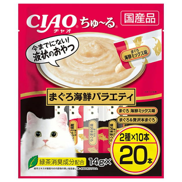 Rakuten - いなばペット CIAO チャオ ちゅ〜る まぐろ海鮮バラエティ 14g×20本入（キャットフード ちゅーる）