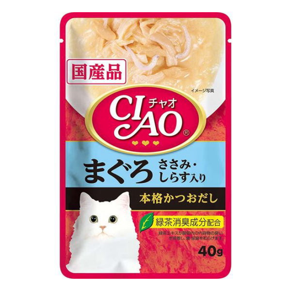 いなば チャオパウチ まぐろ ささみ・しらす入り 40g（猫用ウェット レトルト）