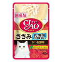 いなばペット CIAO チャオパウチ 乳酸菌入り ささみ かつお節味 40g(キャットフード ウェット)