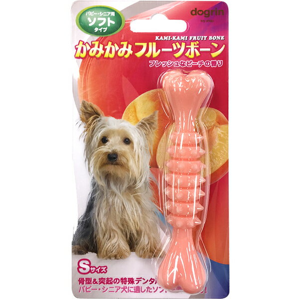 スーパーキャット かみかみフルーツボーン ソフト パピー・シニア用 ピーチ S（犬用おもちゃ）