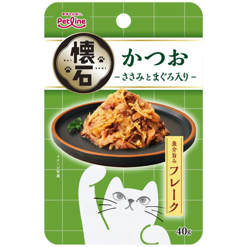 乐天商城 - ペットライン 懐石レトルト フレーク かつお ささみとまぐろ入り 40g（KSR-3 キャットフード）