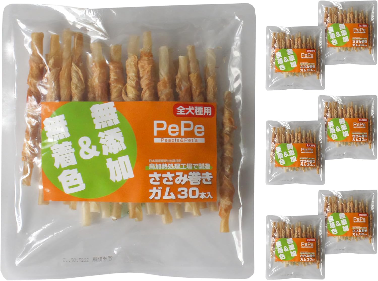 Rakuten - Pepe 犬用おやつ ささみ巻きガム 大容量210本（30本×7個セット）低脂肪 無添加 無着色 歯磨き デンタルケア