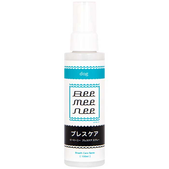 BeeMeeNee ブレスケアスプレー 100ml 商品説明 植物由来のやさしい成分で、毎日のオーラルケアを。 愛犬の口臭が気になる方へ。 BeeMeeNee（ビーミーニー）ブレスケアスプレーは、100％植物由来成分「有機酸オリゴマー」を配合した、毎日のデンタルケアにおすすめの口腔ケアスプレーです。 犬のお口の中はアルカリ性に傾きやすく、細菌が繁殖しやすい環境といわれています。BeeMeeNee ブレスケアスプレーは、お口の環境に着目し、口臭の原因へアプローチ。香りでごまかすのではなく、毎日のオーラルケアをサポートします。 植物由来の有機酸オリゴマー配合 100％植物由来の「有機酸オリゴマー」を採用。 健康食品や化粧品にも使用される成分で、お口にやさしく毎日安心してご使用いただけます。 唾液の分泌をサポート スプレーにより口腔環境を整え、唾液の分泌をサポート。 唾液には食べかすを洗い流す働きや粘膜を保護する働きがあり、健やかなお口の環境維持に役立ちます。 安心して使えるシンプルな処方 香料・アルコール・化学物質は使用せず、食品添加物のみで製造。 毎日のデンタルケアに取り入れやすい安心設計です。 こんな時におすすめ ・口腔内環境による気になる口臭に ・毎日のオーラルケア・デンタルケアに ・食後の歯みがき習慣に ・ブラッシングと併用した歯垢・歯石ケアに 使用方法 ・1日2回を目安 ・1回につき1～5プッシュを口腔内へスプレーしてください。 ・ご使用前によく振ってからお使いください。 原材料・成分 販売名：BeeMeeNee ブレスケアスプレー 100ml 成分 RO水、有機酸オリゴマー、フルボ酸、オリゴ糖、DL-アラニン、グレープフルーツ種子抽出物 原産国 日本 ご使用上の注意 ・用途以外には使用しないでください。 ・本製品は酸性です。アルカリ性剤や塩素系製品と混ぜて使用しないでください。 ・体質に合わない場合は使用を中止してください。 ・乳幼児の手の届かない場所に保管してください。 ・直射日光を避け、冷暗所で保管してください。 毎日のひと吹きで、愛犬の健やかなお口環境をサポート。 歯みがきが苦手な子にも取り入れやすい、植物由来のデンタルケアスプレーです。 広告文責　有限会社宝島　〒812-0066 福岡県福岡市東区社領3-8-7同等商品はこちらクリスタルジョイ 犬猫用 歯みがきジェル 605,180円TIERRA ティエラ 犬猫用オーラルケア 51,320円TIERRA ティエラ 犬猫用オーラルケア 56,930円TIERRA ティエラ 犬猫用オーラルケア 23,960円犬用デンタルケア ジェル Dr.wandel 4,580円クリスタルジョイ 犬猫用歯みがきジェル 60g2,640円～クリスタルジョイ 犬猫用歯みがきジェル 60g3,840円オーラルピース フォーペット マウススプレー＆5,250円ペット用歯磨きジェル スカローデンタルジェル無6,500円新着商品はこちら2026/8/25山梨県 南アルプス 天然鹿のボーンブロス120990円2026/8/25宍道湖 天然蜆貝のボーンブロス 120g 無添990円2026/8/25オーガニックファームたにぐち 自然循環農法合鴨990円再販商品はこちら2026/8/26ママクック フリーズドライ 猫用 海鮮アソート2,980円2026/8/26ペット用歯磨き K−ブラッシュj 30ml×K9,200円2026/8/26K−ブラッシュL 30ml スプレータイプ×犬5,400円ショップトップ&nbsp;>&nbsp;カテゴリトップ&nbsp;>&nbsp;サプリメント&nbsp;>&nbsp;口腔内のサポート2026/08/26 更新