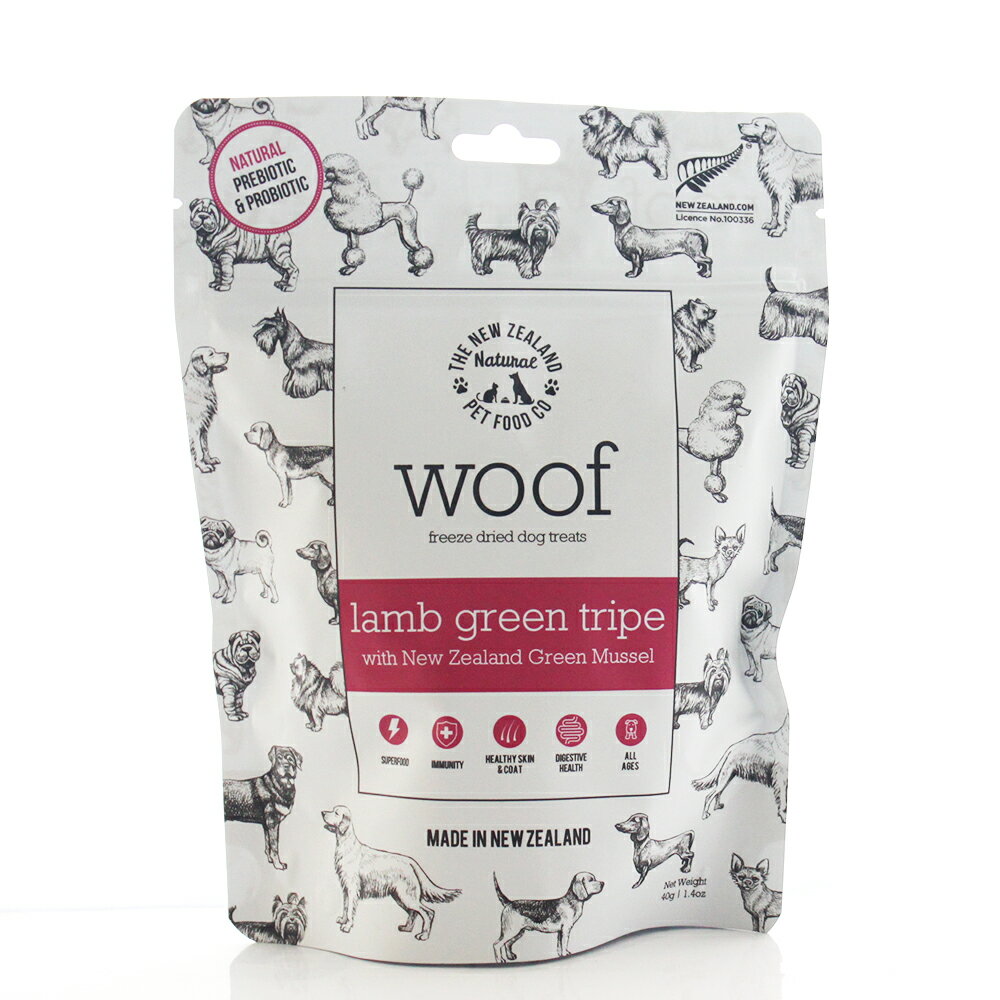 WOOF ワフ ラムグリーントライプwith緑イ貝 トリーツ 犬用 40g 9421904644502