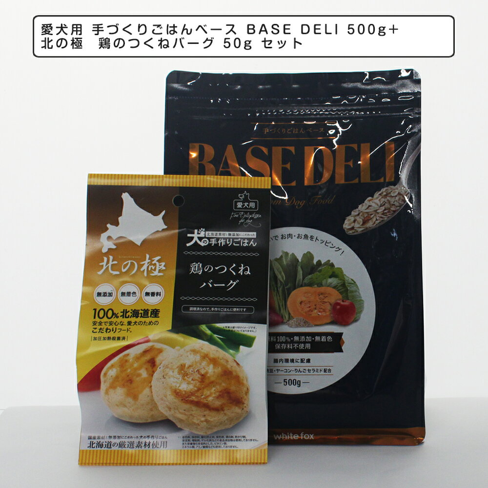 ペットフード 愛犬用 手づくりごはんベース BASE DELI 500g+北の極 鶏のつくねバーグ50g セット ベースデリ ドッグフード ウエットフード ファインツー