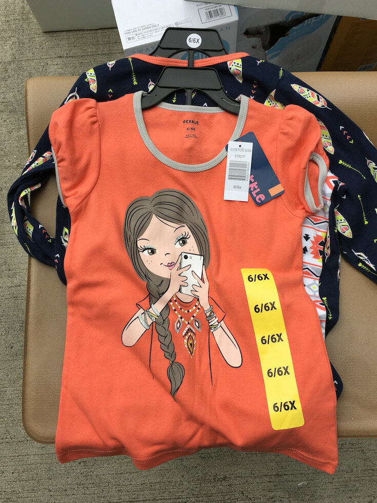 【送料無料】【コストコ】【アウトレット】【訳あり】【最安挑戦】タグ切れ等 PEKKLE 女の子 2PK PJ レッド 柄 TOP&BOTTOM 6/6X(日本サ...